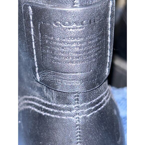 Coach Biker Combat Goth Mid Black Leather Calf Round Toe Lace up Combat Boots - Picture 9 of 12